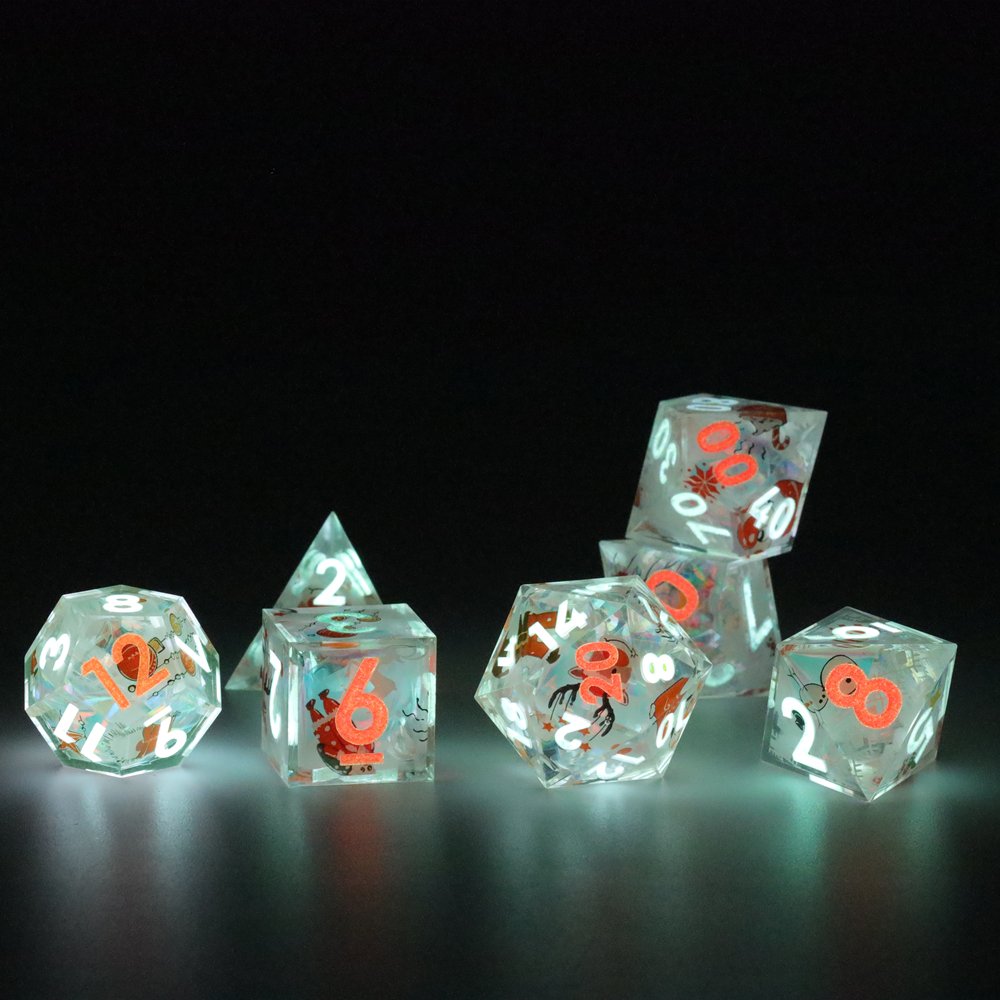 MINI PLANET Pumpkin Spider Christmas Stickers DND Dice Set Wholesale Custom Resin Dice For TRPG Board Game Sharp Polyhedral Dice