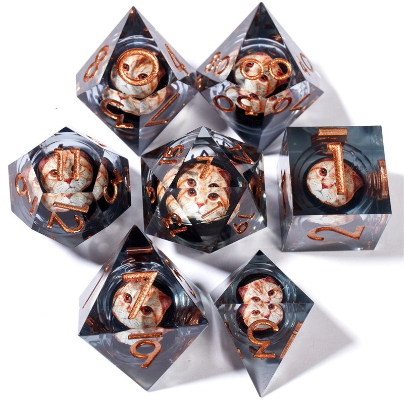Board game sharp edge dice polyhedron 7-piece set Dnd role-playing gift tabletop game resin Dnd dice