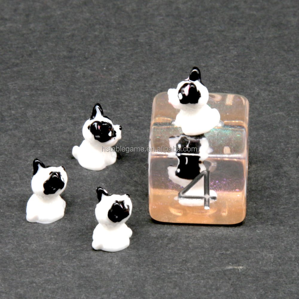 HS DICE Transparent resin with cute dog Polyhedral DND Dice Set custom made for dnd rpg games
