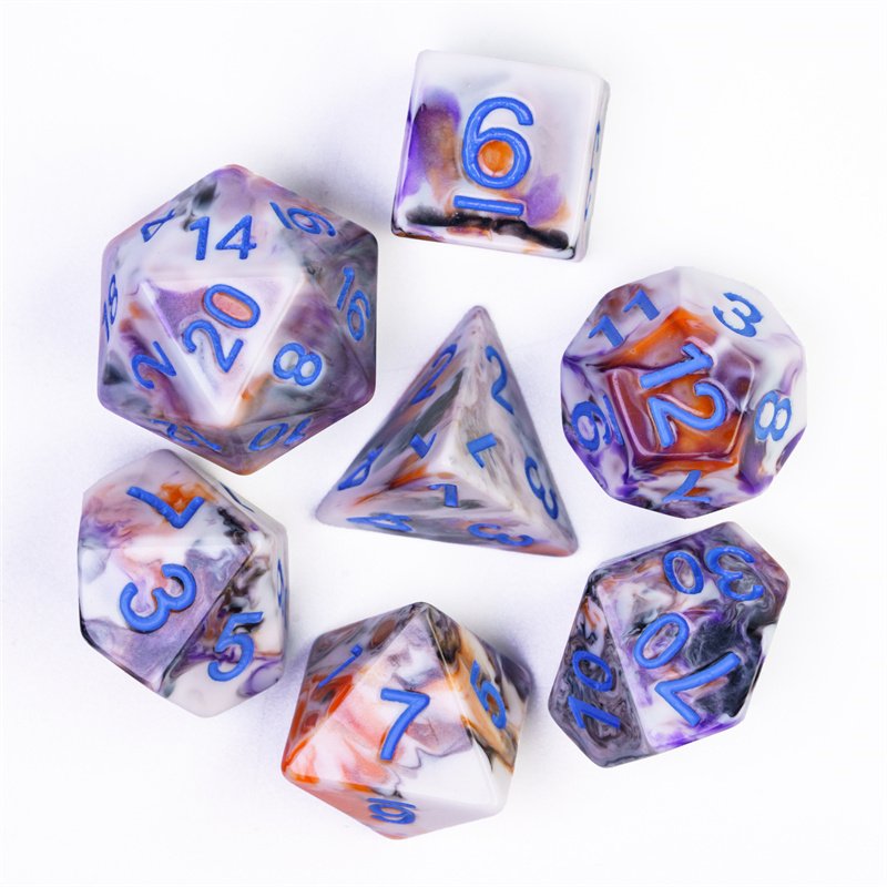Udixi custom dnd 4-Color brushed dice set role display resin polyhedral dice set board game