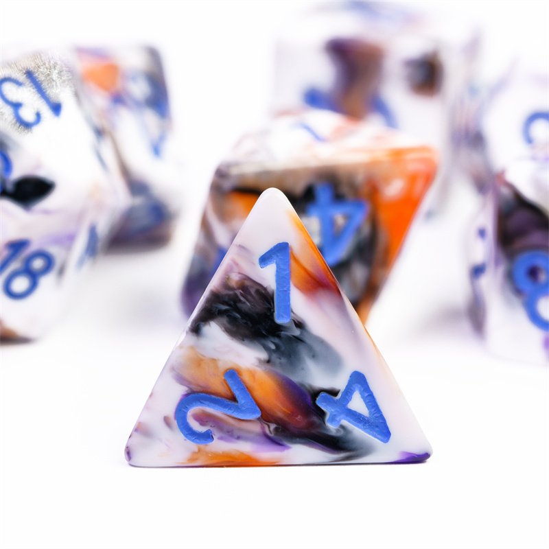 Udixi custom dnd 4-Color brushed dice set role display resin polyhedral dice set board game