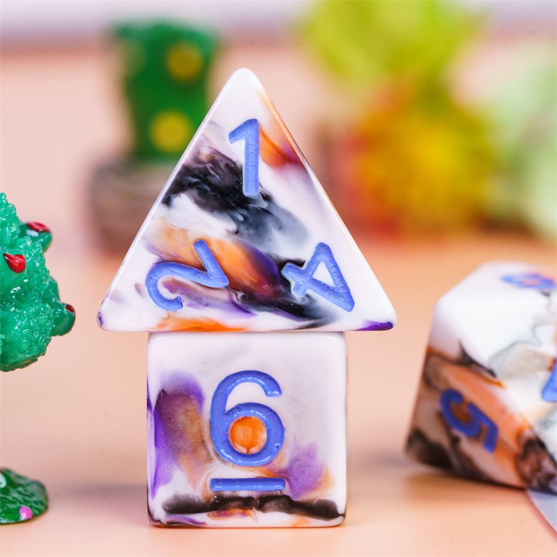 Udixi custom dnd 4-Color brushed dice set role display resin polyhedral dice set board game