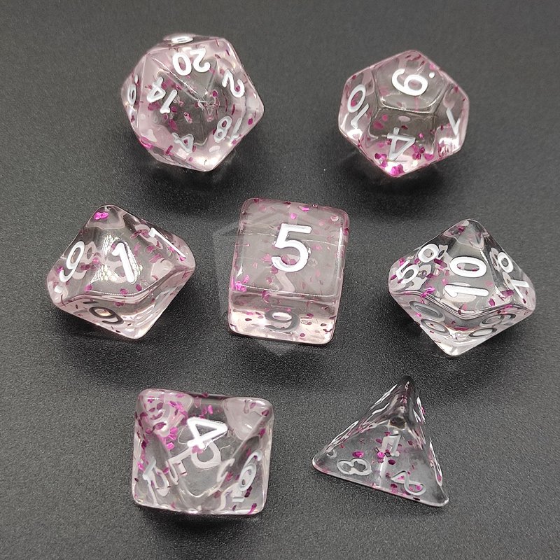 Customized Dnd Rpg Transparent Resin Polyhedral Dice Set 7pcs Dungeons And Dragons Acrylic Dice For Desktop Board Game