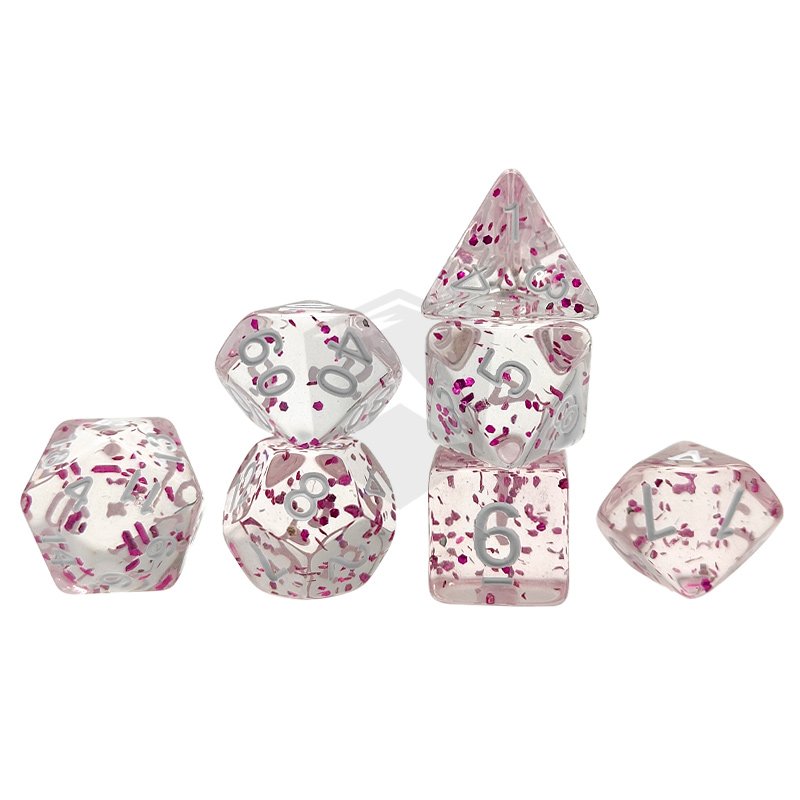 Customized Dnd Rpg Transparent Resin Polyhedral Dice Set 7pcs Dungeons And Dragons Acrylic Dice For Desktop Board Game