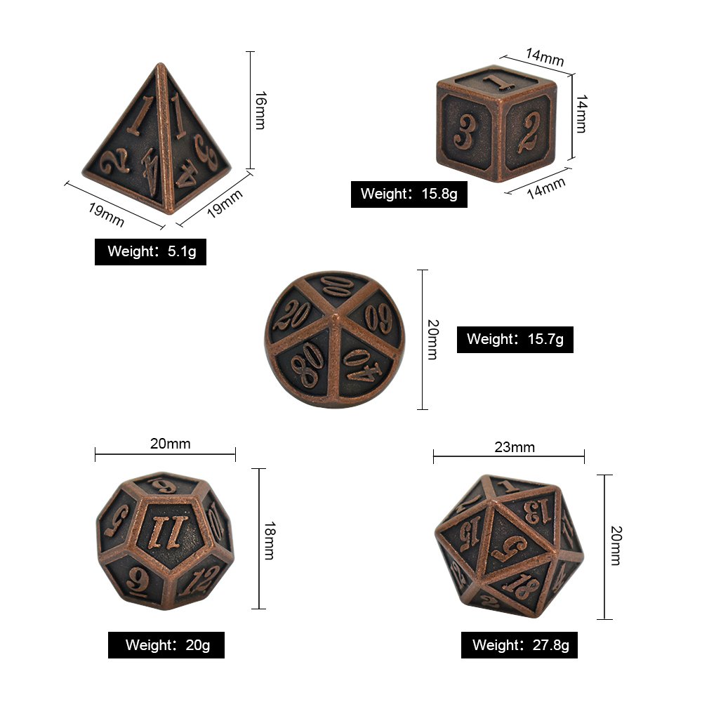 High quality new style dnd custom game metal dice set