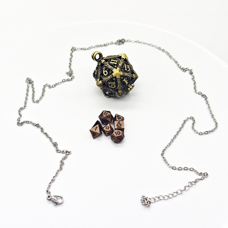 Metal Hollow 6mm Dice Set Pendant DND Dice Necklace Dragon And Dungeon Role-Playing Game Mini Dice