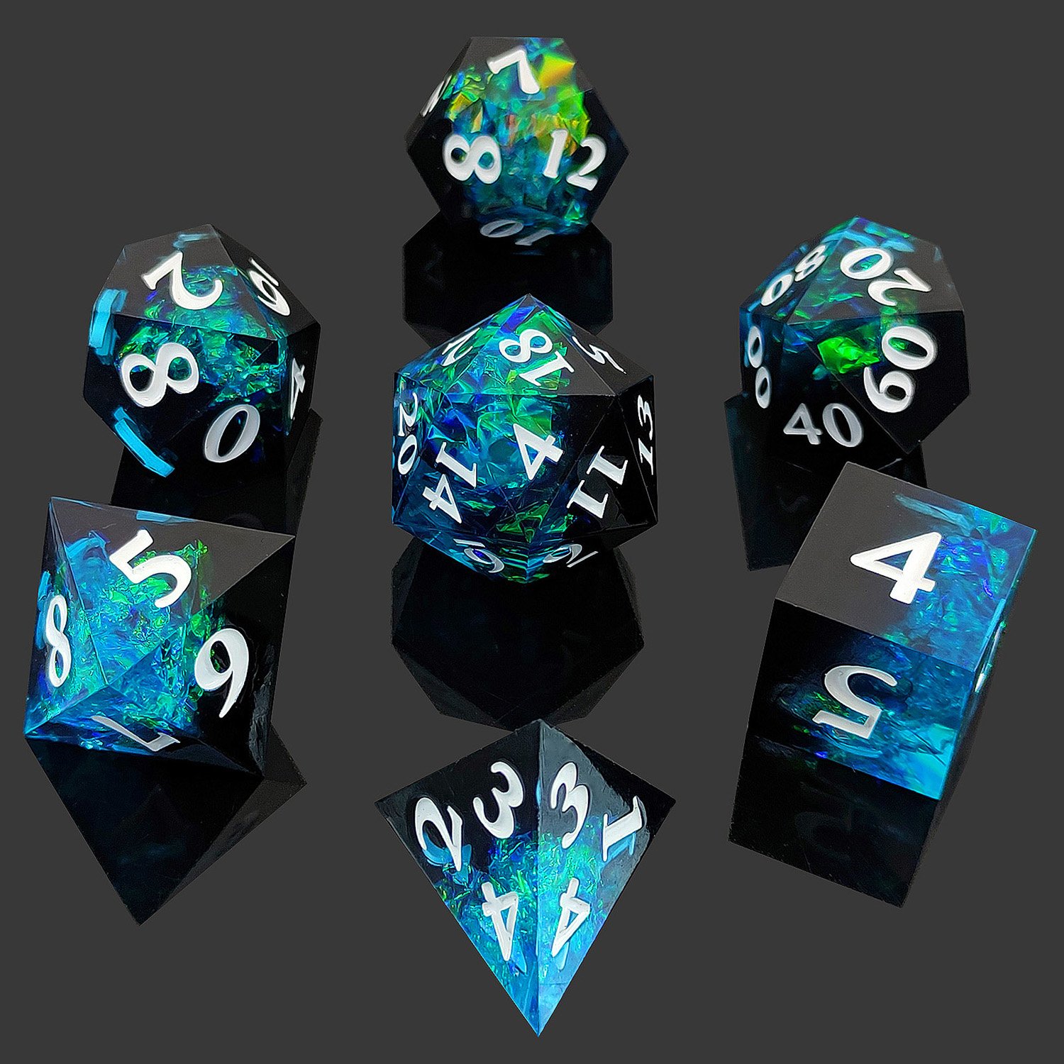 colorful DND resin dice resin custom flake dice
