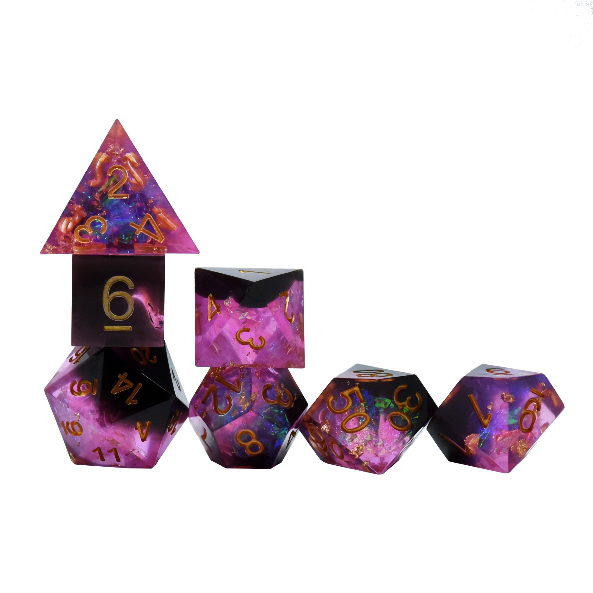 Luxury Bulk Wholesale Polyhedral Purple Gemstone Dice For Dnd Trpg