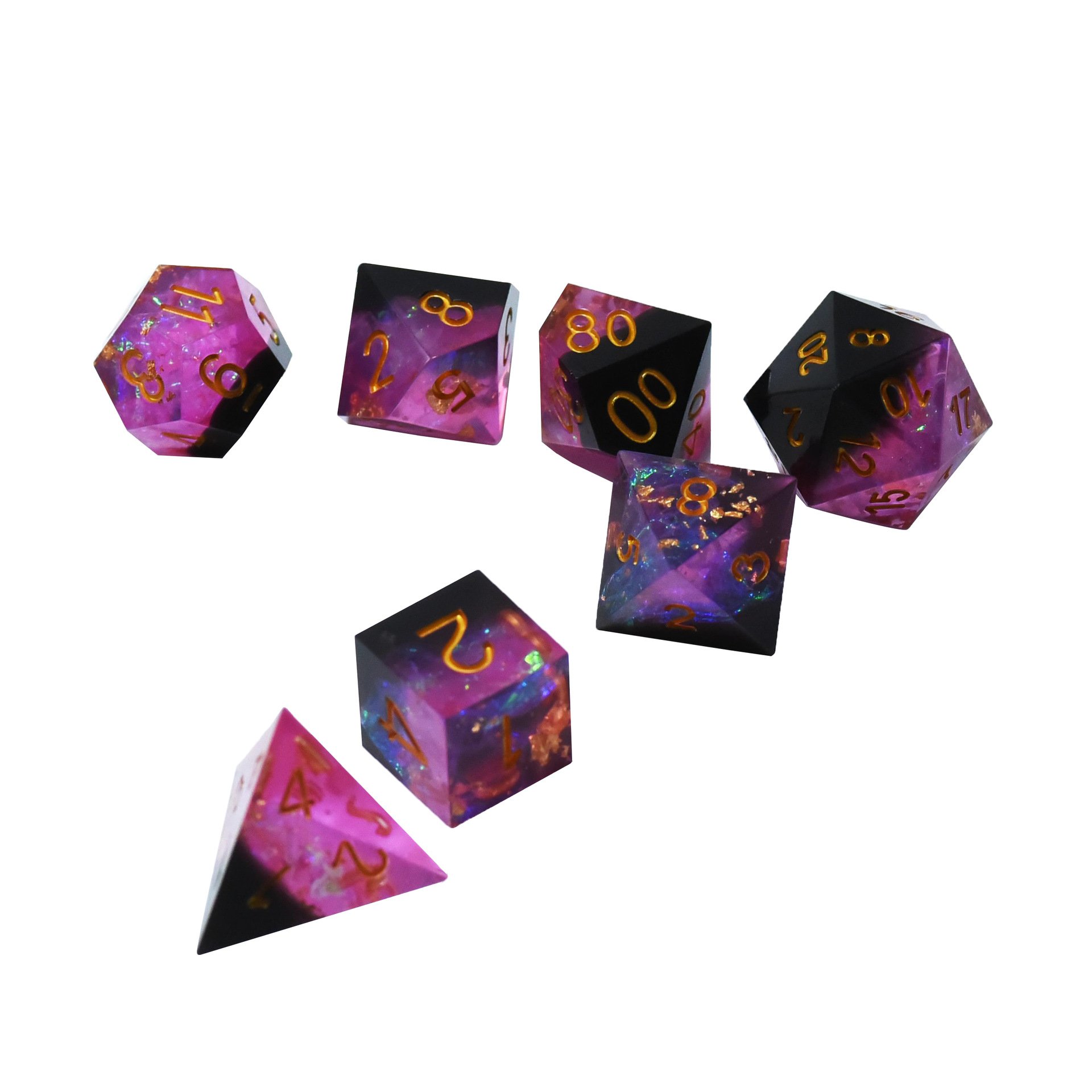 Luxury Bulk Wholesale Polyhedral Purple Gemstone Dice For Dnd Trpg