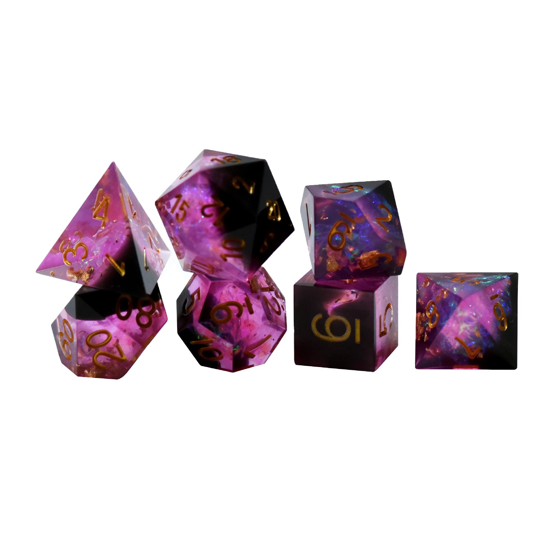 Luxury Bulk Wholesale Polyhedral Purple Gemstone Dice For Dnd Trpg