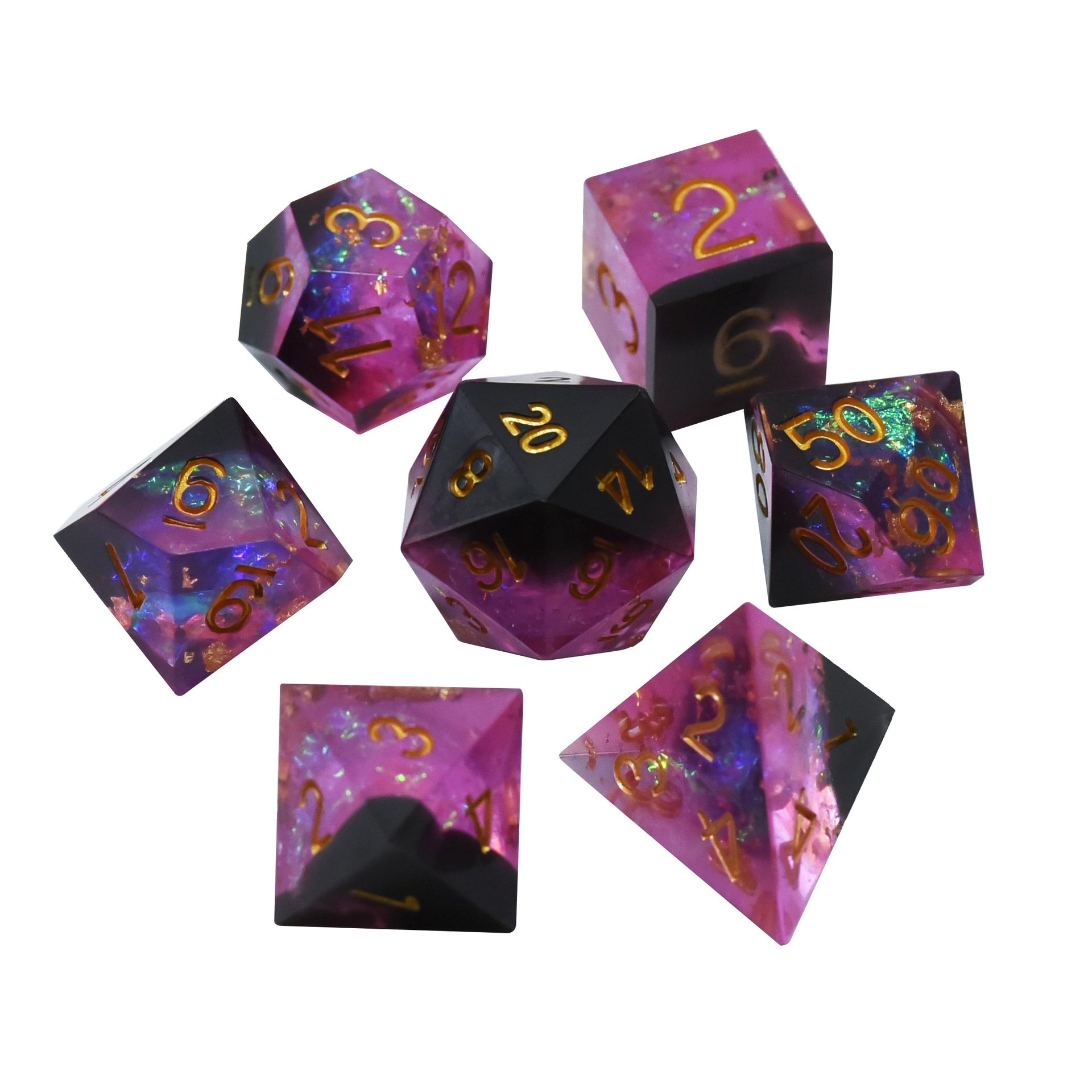 Luxury Bulk Wholesale Polyhedral Purple Gemstone Dice For Dnd Trpg