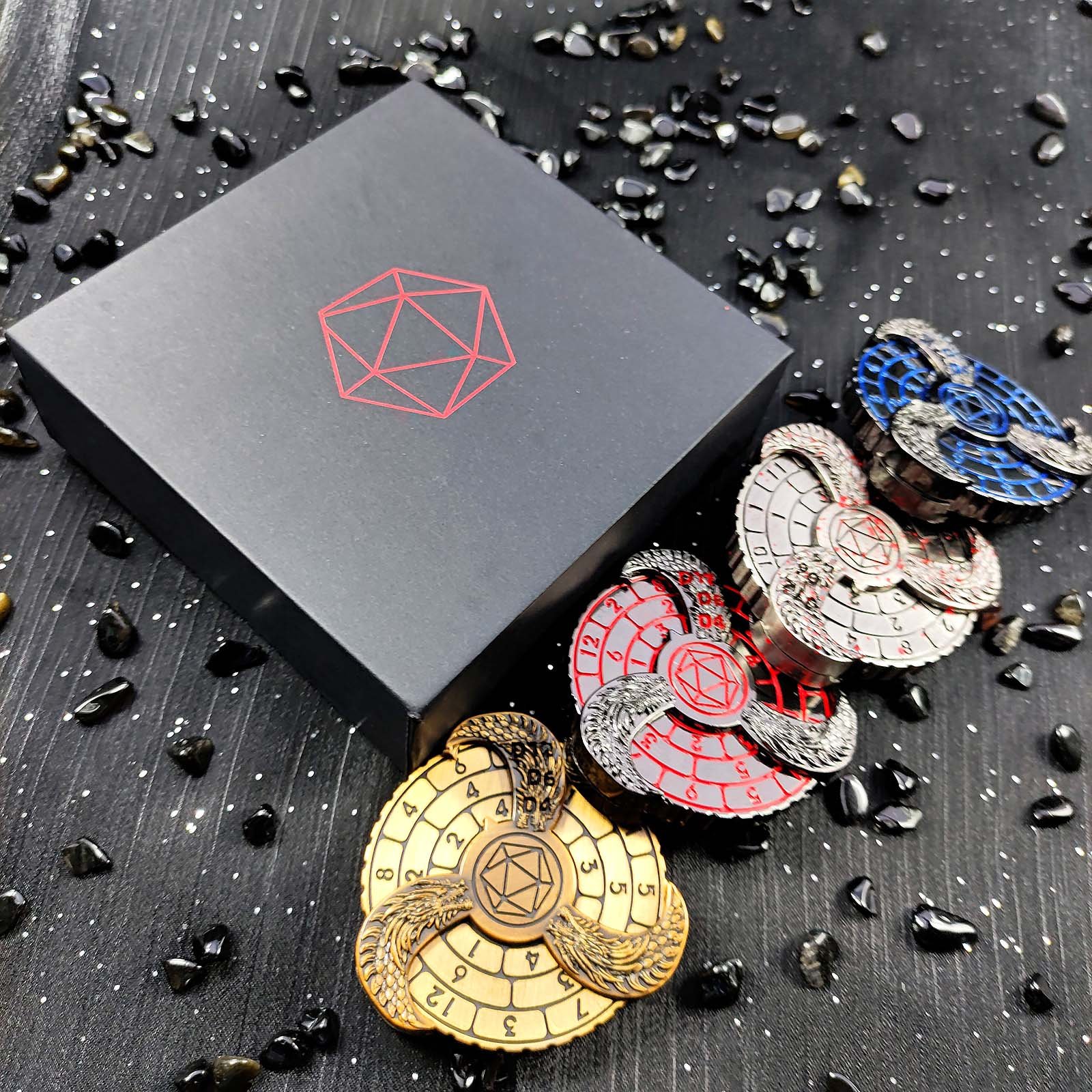 MINI PLANET Metal Fingertip Gyroscope Rotating Dice New Design DND Rotating Dragon and Dungeon Decompression Flying Dragon Dice