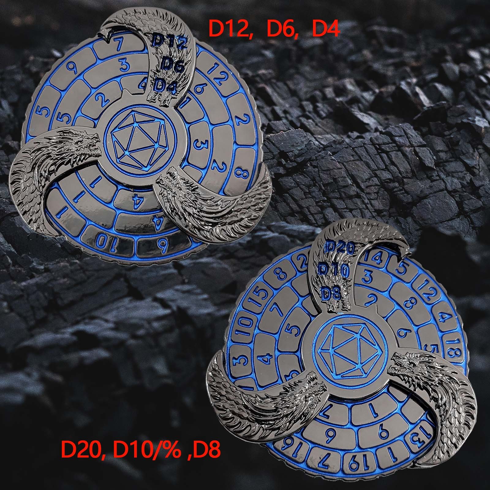 MINI PLANET Metal Fingertip Gyroscope Rotating Dice New Design DND Rotating Dragon and Dungeon Decompression Flying Dragon Dice
