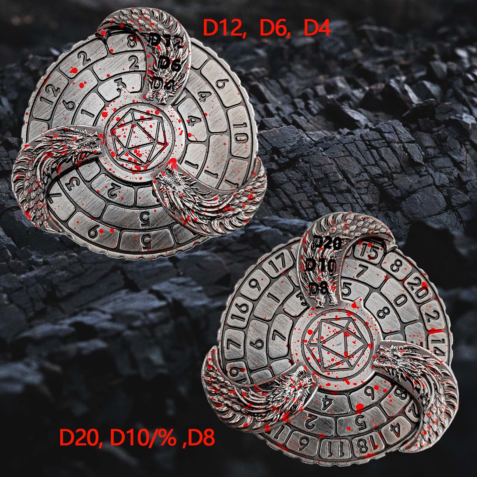 MINI PLANET Metal Fingertip Gyroscope Rotating Dice New Design DND Rotating Dragon and Dungeon Decompression Flying Dragon Dice