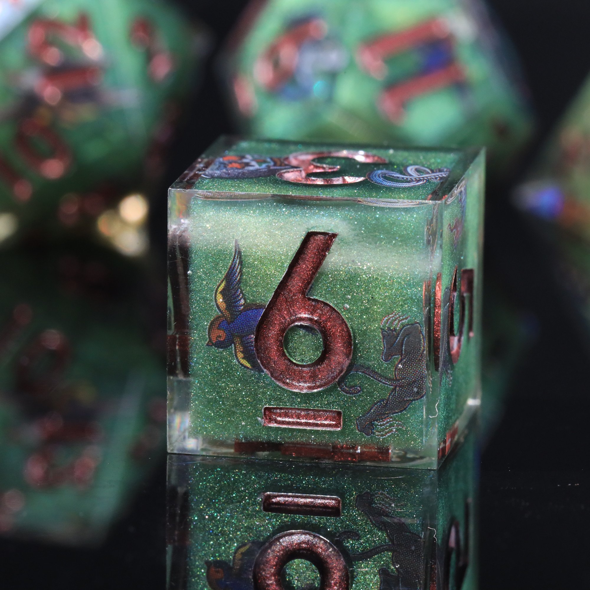 MINI PLANET Handmade Stickers DND Dice Set 7pcs Wholesale Custom Resin Dice For TRPG Board Game Sharp Polyhedral Dice Set DND
