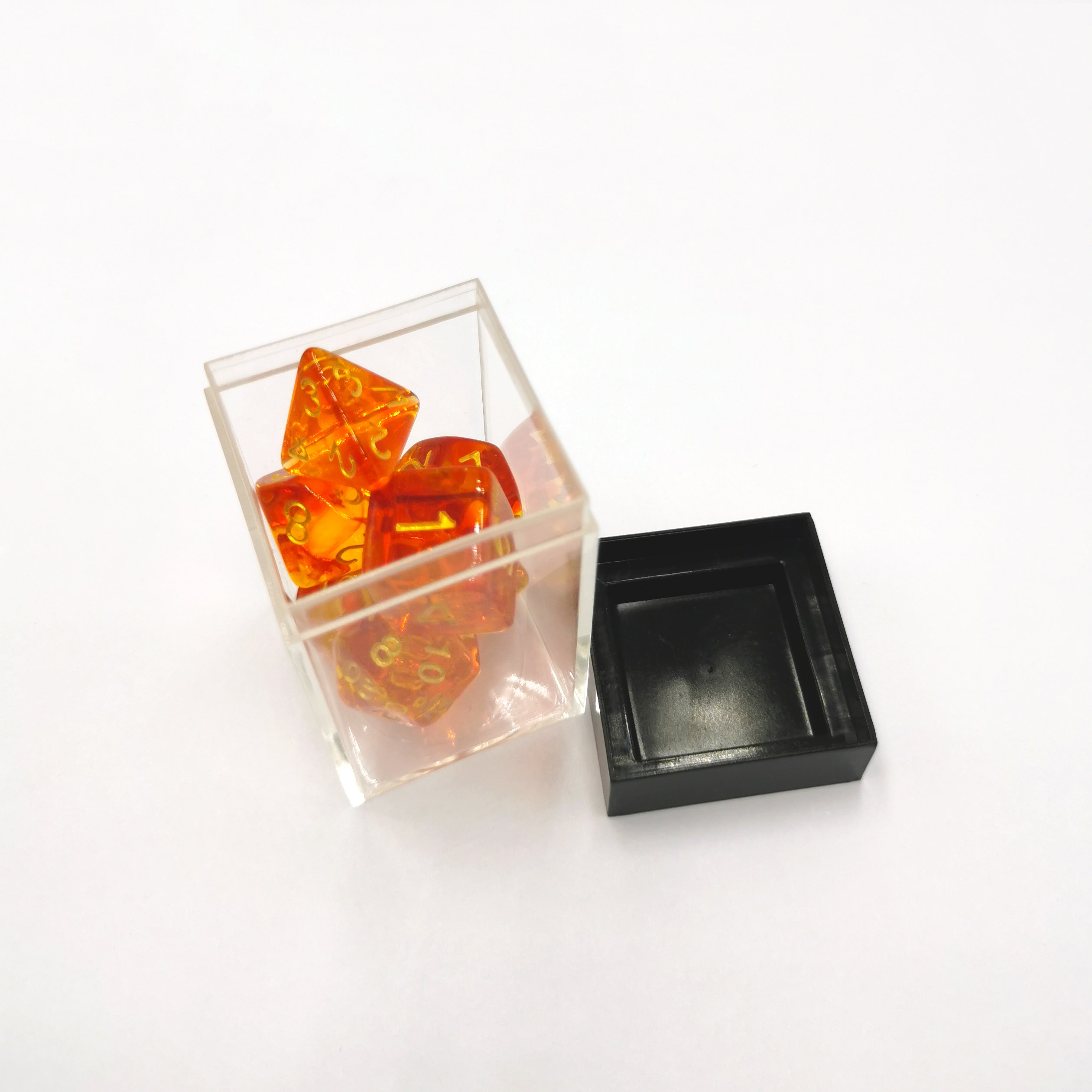 Clear acrylic dice display box for dnd rpg game dice set