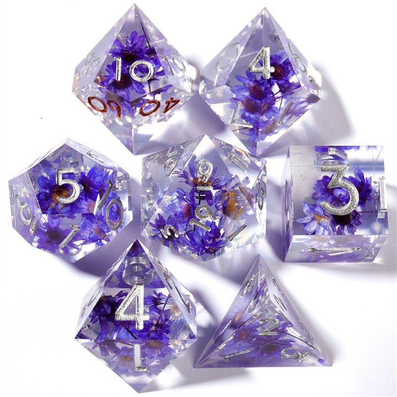 Customized Dnd Dice Handmade Sharp edged Resin Dice D&D D4 D6 D8 D100 D12 D20 Suitable for Dungeons&Dragons