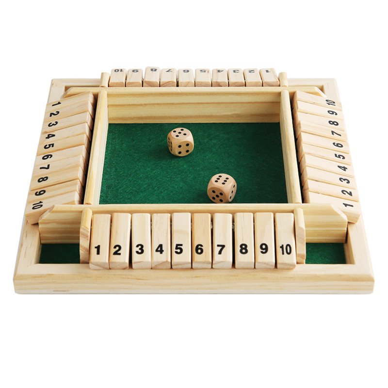 Intelligence Math Box Dice Games Kids Wooden 4 Players Shut The Box Indoor Home Learning Addition Board Amusing Drinking Game