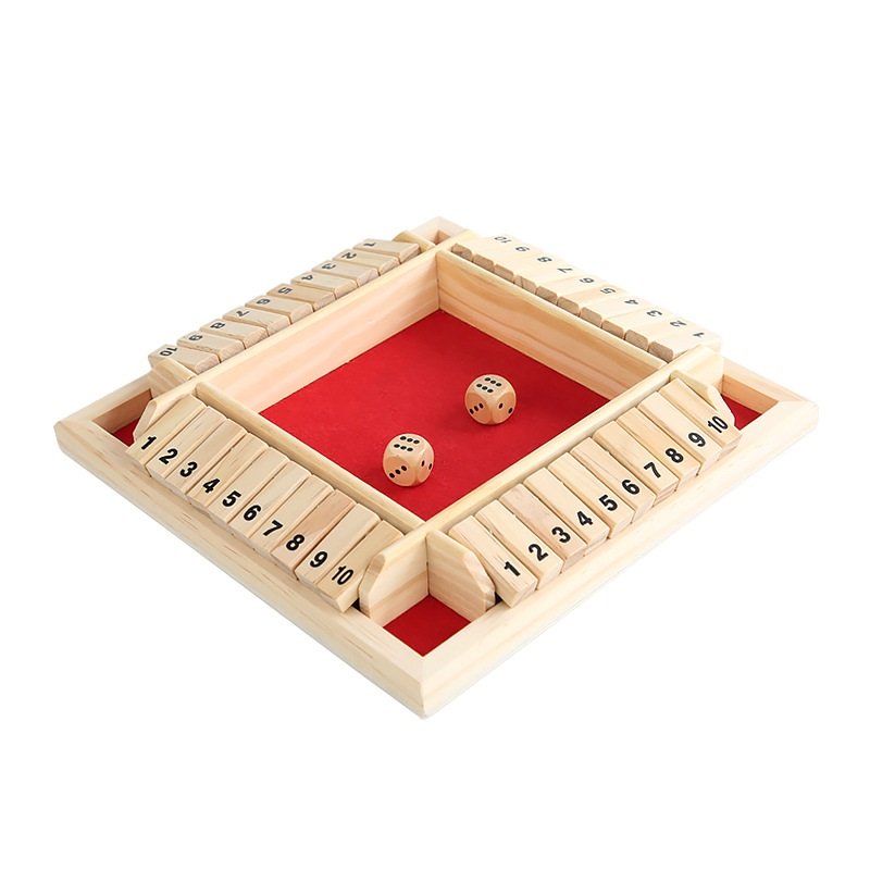 Intelligence Math Box Dice Games Kids Wooden 4 Players Shut The Box Indoor Home Learning Addition Board Amusing Drinking Game