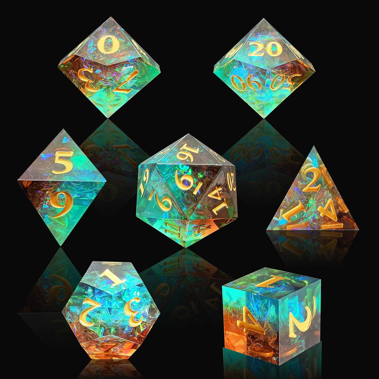 Polyhedron Sharp Resin Dnd Dice Set Resin Dice Set (7) For-Dungeons & Dragons (DND) RPG Resin Dice