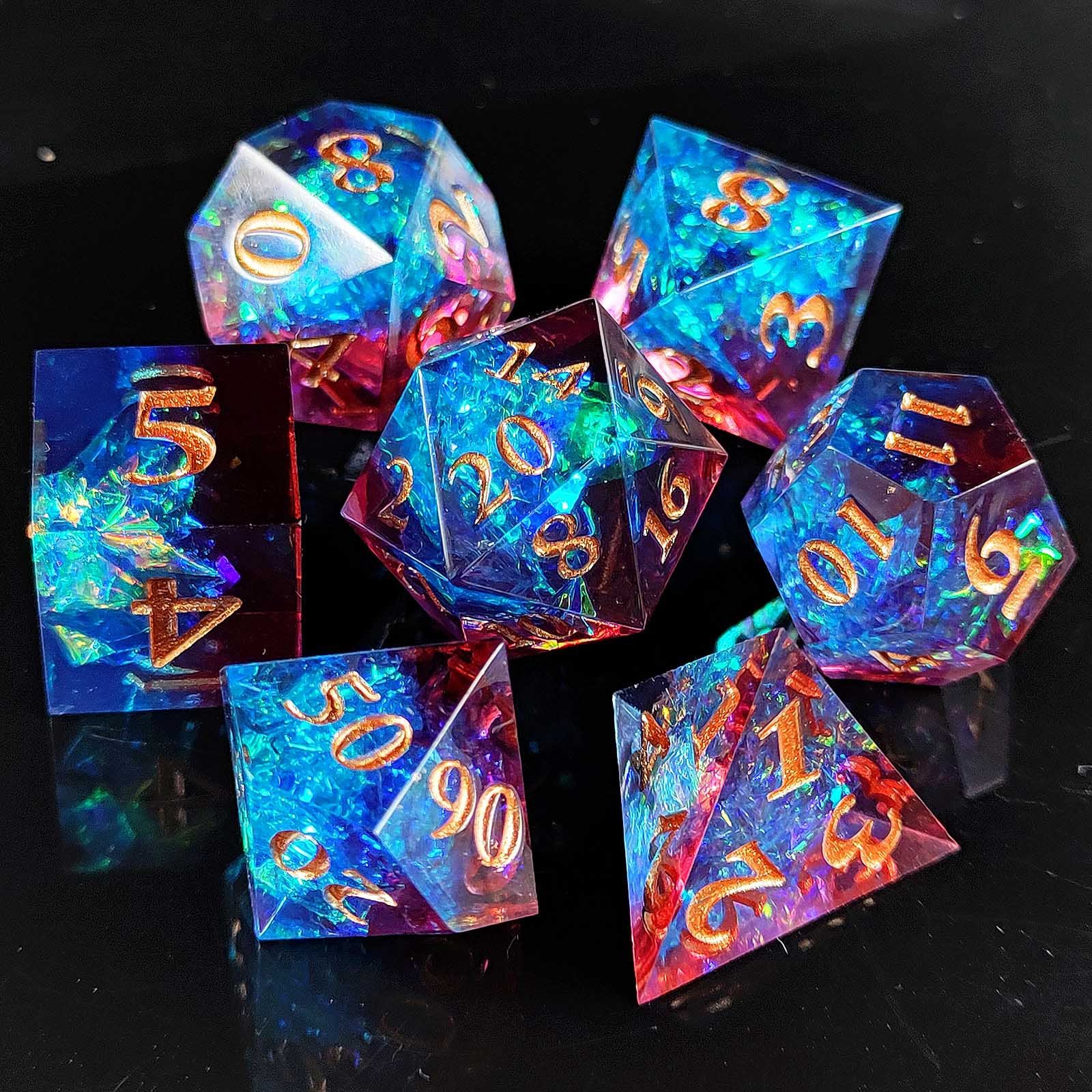 Polyhedron Sharp Resin Dnd Dice Set Resin Dice Set (7) For-Dungeons & Dragons (DND) RPG Resin Dice