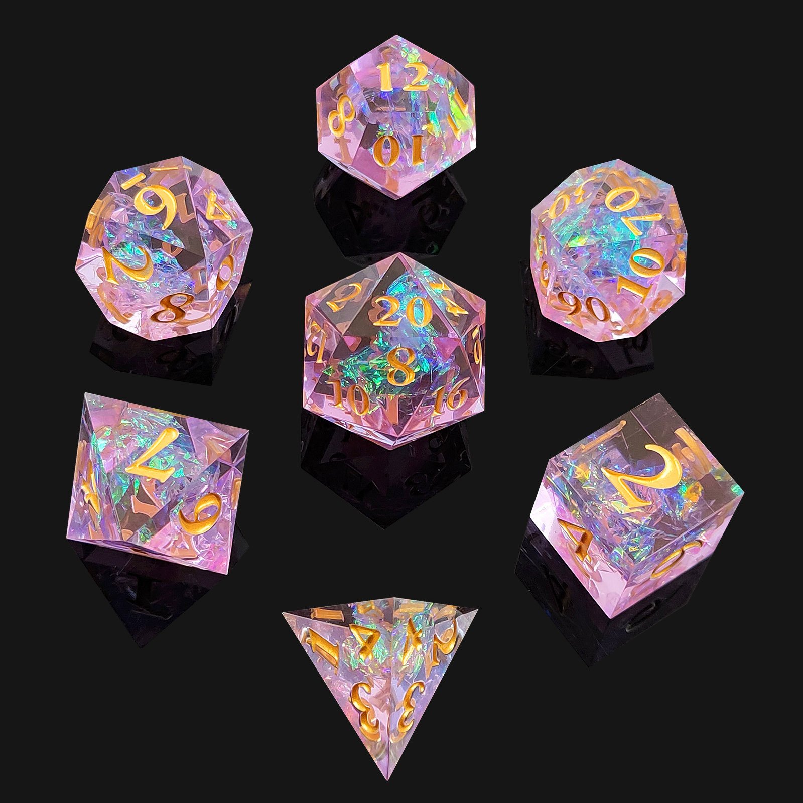 Polyhedron Sharp Resin Dnd Dice Set Resin Dice Set (7) For-Dungeons & Dragons (DND) RPG Resin Dice