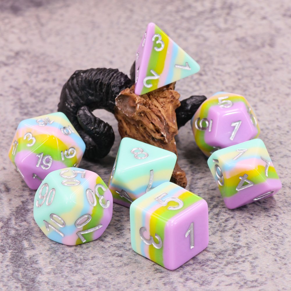 High Quality 16mm-20mm pastel rainbow sharp edge resin dice For Board Games