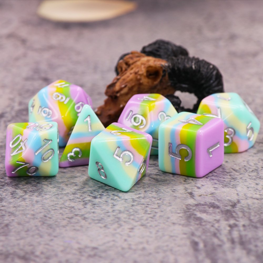 High Quality 16mm-20mm pastel rainbow sharp edge resin dice For Board Games