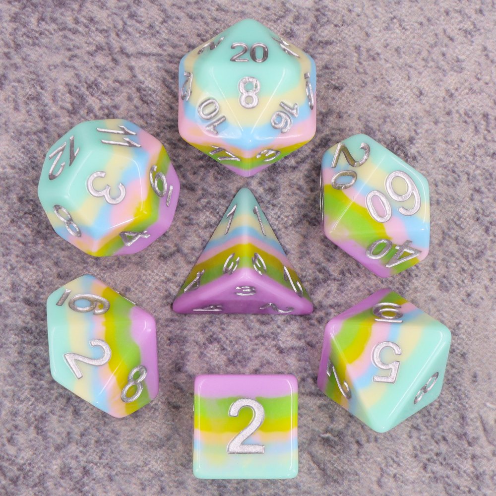 High Quality 16mm-20mm pastel rainbow sharp edge resin dice For Board Games