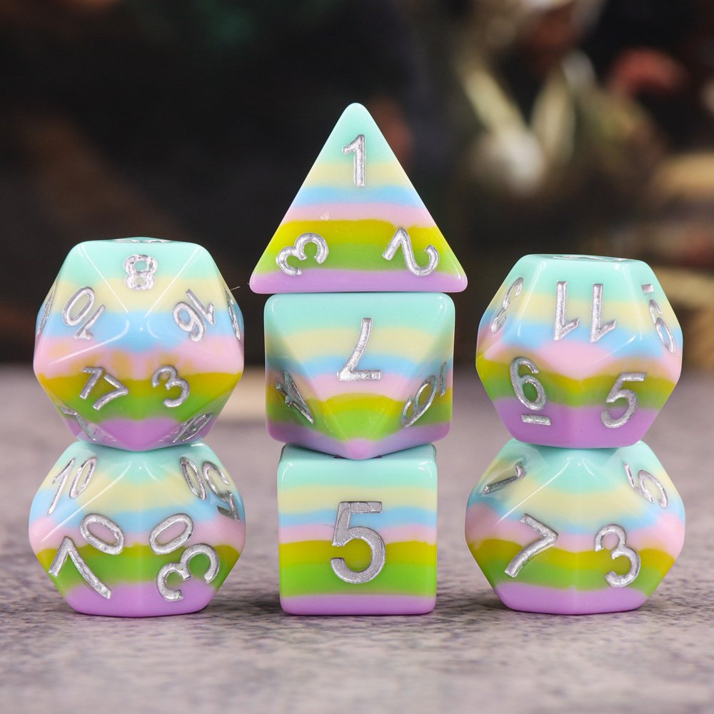 High Quality 16mm-20mm pastel rainbow sharp edge resin dice For Board Games