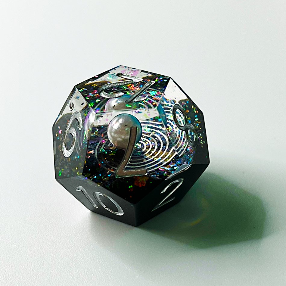 Sharp-edged Dice Liquid Core Dice Set Resin Glitter Powder Dungeons And Dragons Dnd Dice Board Game Tabletop Gaming Transparent