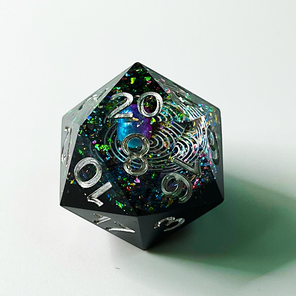 Sharp-edged Dice Liquid Core Dice Set Resin Glitter Powder Dungeons And Dragons Dnd Dice Board Game Tabletop Gaming Transparent