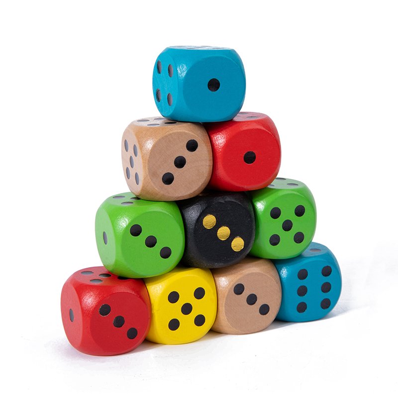 Customized 20mm Rounded D6 Wooden Dice Square Shape for TTRPG Board Game