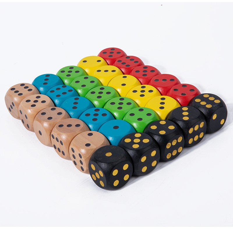 Customized 20mm Rounded D6 Wooden Dice Square Shape for TTRPG Board Game