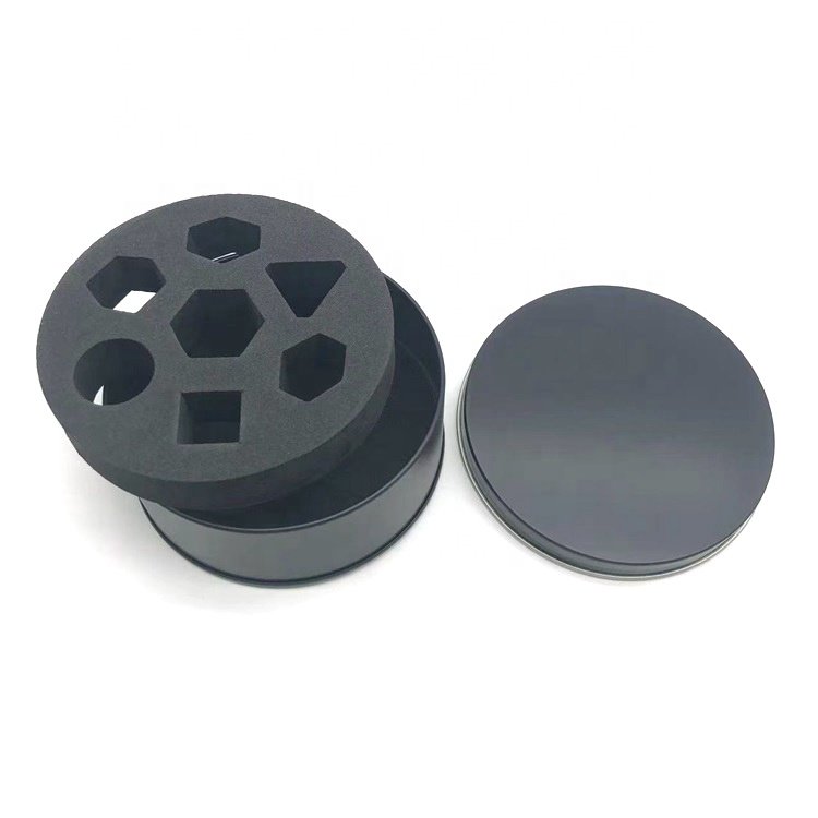 Small MOQ Lower Price Matt Black Round Tin Metal Dice Box for DND Dice Set