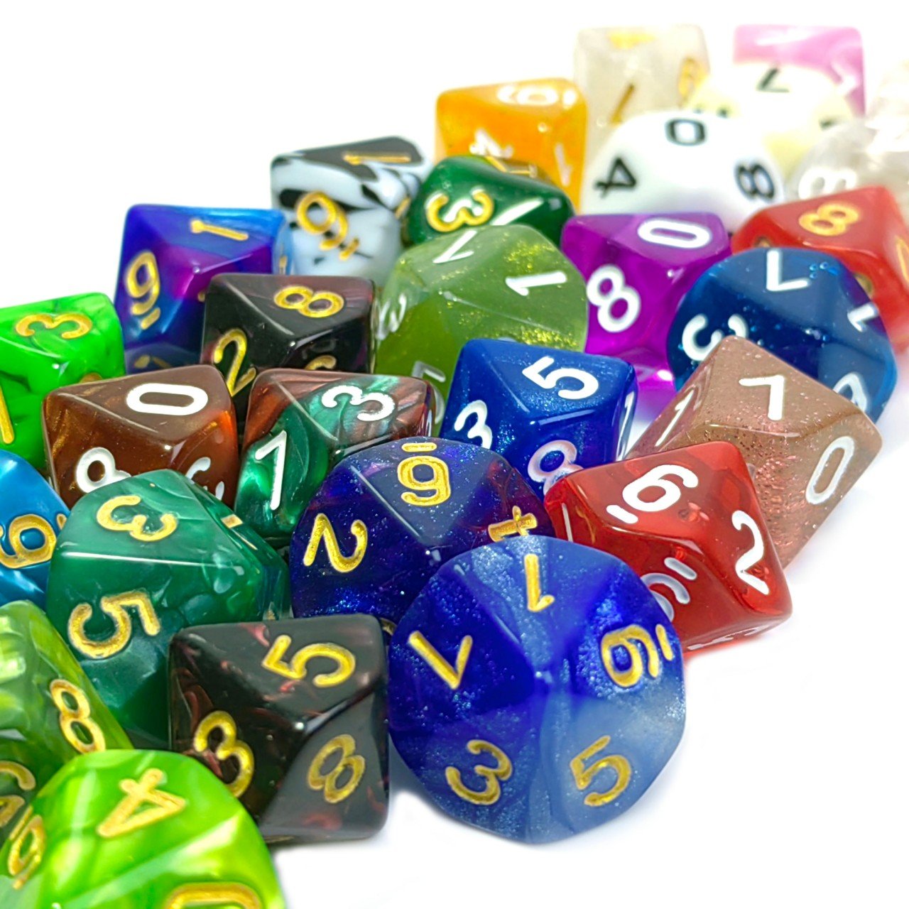 wholesale bulk Two color transparent glitter D10 Resin DND RPG dice set 10 sided dice board game game entertainment