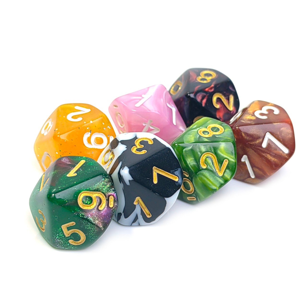 wholesale bulk Two color transparent glitter D10 Resin DND RPG dice set 10 sided dice board game game entertainment