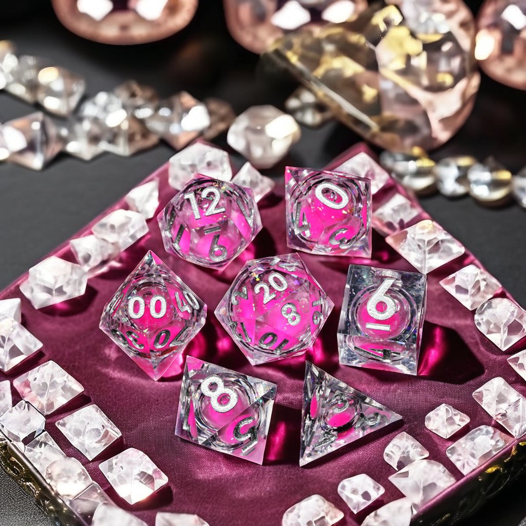 Mini Planet DND Dungeons & Dragons Set 7pcs Sharp Edge Polyhedron Resin Dice Liquid Core 7pcs/Set for Game & DND Players