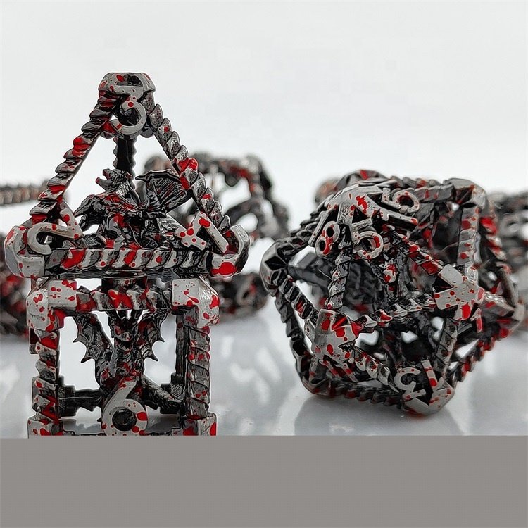 Halloween Blood Spatter Polyhedral 7pcs Metal Dice Set for Dungeons and Dragons