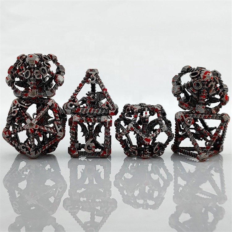 Halloween Blood Spatter Polyhedral 7pcs Metal Dice Set for Dungeons and Dragons