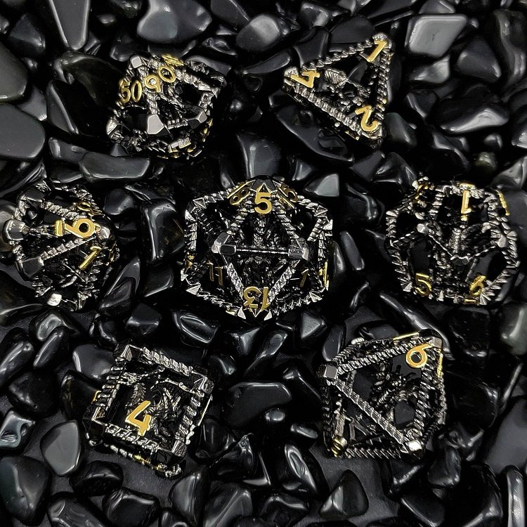 Halloween Blood Spatter Polyhedral 7pcs Metal Dice Set for Dungeons and Dragons