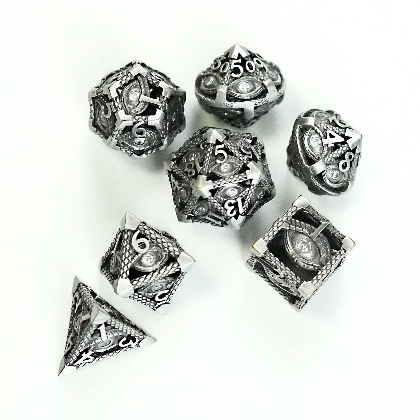 Hollow Metal Dice New Eye Flying Dragon D&D Dice 7 DND Dice set