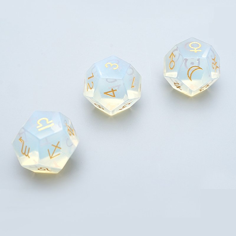 Hot Selling 12 Sided Opal Glass Astrological Dice Zodiac Signs Board Game Tarot Constellation Divination Astrology Dice