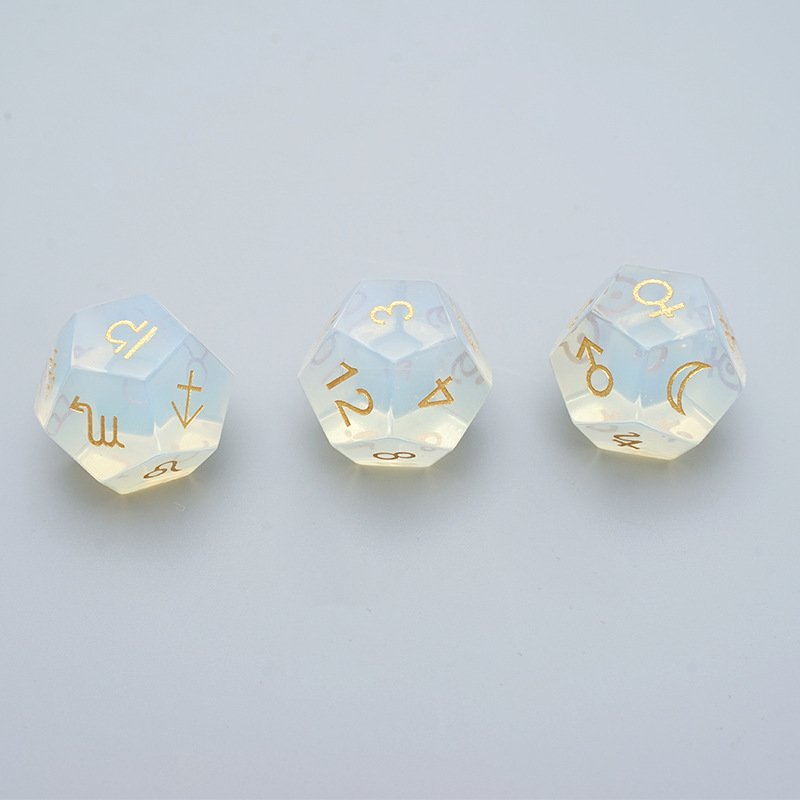 Hot Selling 12 Sided Opal Glass Astrological Dice Zodiac Signs Board Game Tarot Constellation Divination Astrology Dice