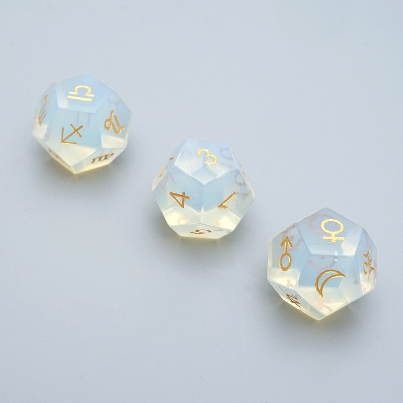 Hot Selling 12 Sided Opal Glass Astrological Dice Zodiac Signs Board Game Tarot Constellation Divination Astrology Dice
