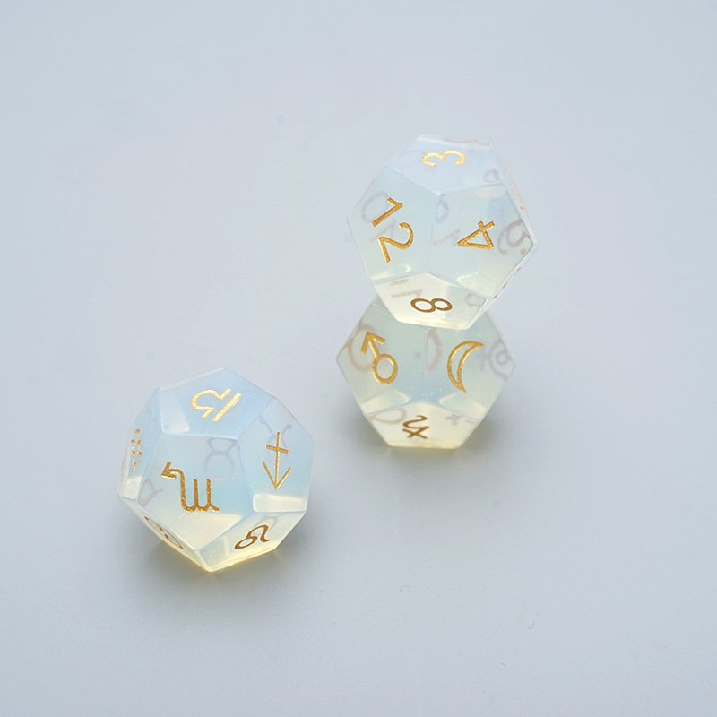 Hot Selling 12 Sided Opal Glass Astrological Dice Zodiac Signs Board Game Tarot Constellation Divination Astrology Dice