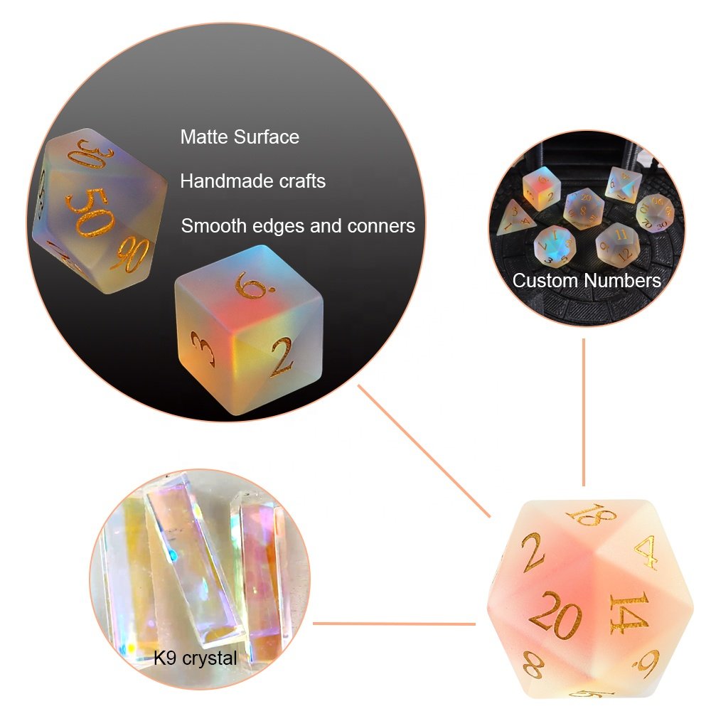 Dice Custom DND Gem Dice Rainbow Prism Polyhedral Mini Matte RPG Dice Sets For Role-playing Board Games