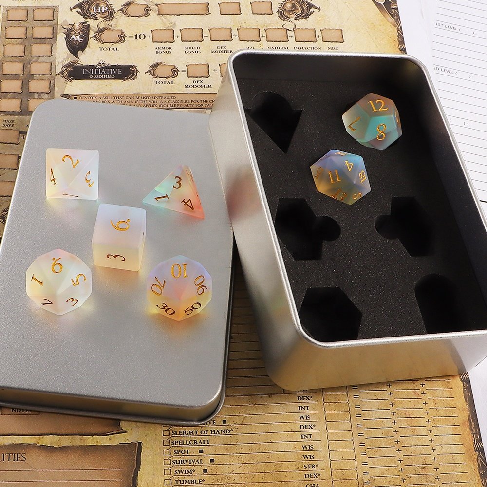 Dice Custom DND Gem Dice Rainbow Prism Polyhedral Mini Matte RPG Dice Sets For Role-playing Board Games