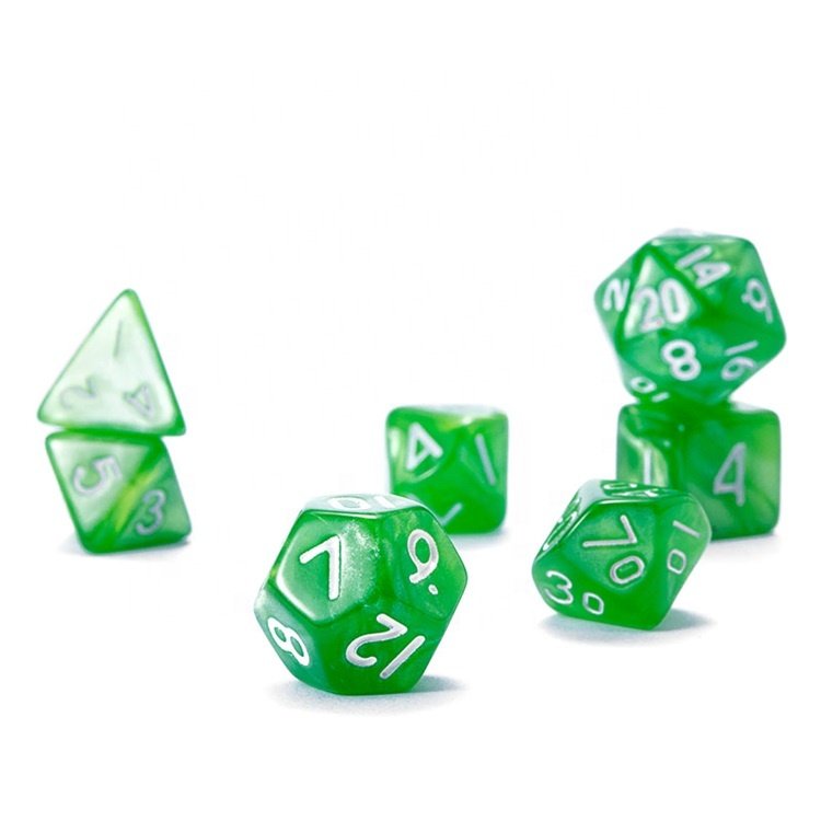Green Funny Cute Small Polyhedral Mini 10mm DND Dice Set for Child Games