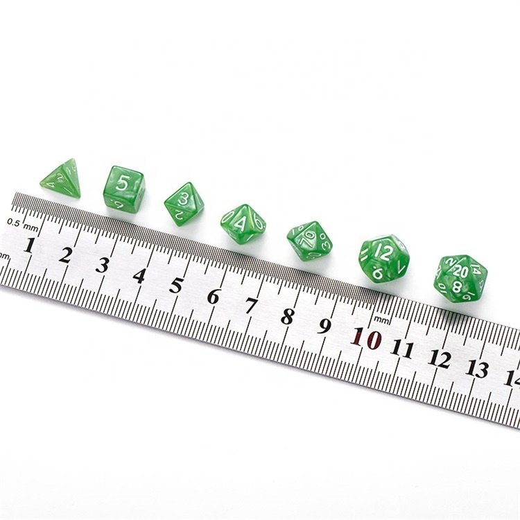 Green Funny Cute Small Polyhedral Mini 10mm DND Dice Set for Child Games